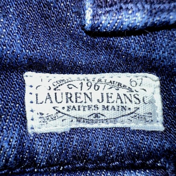 Lauren Ralph Lauren Denim Skirt 10 Y2K Quiet Luxury Preppy Dark Wash Cotton - Picture 5 of 6